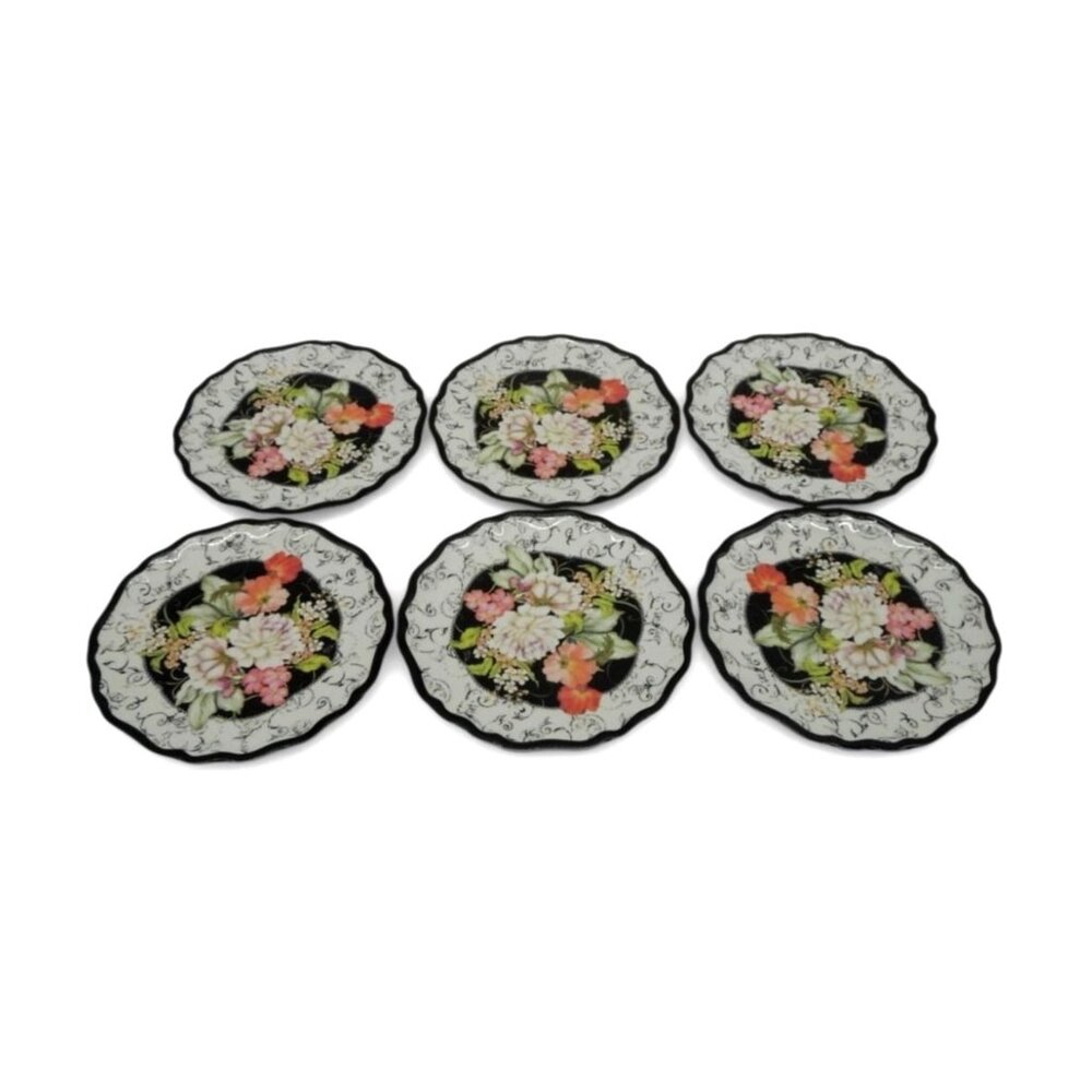 Keller-Charles Melamine Floral Plates Set Of 6 Vintage 6"